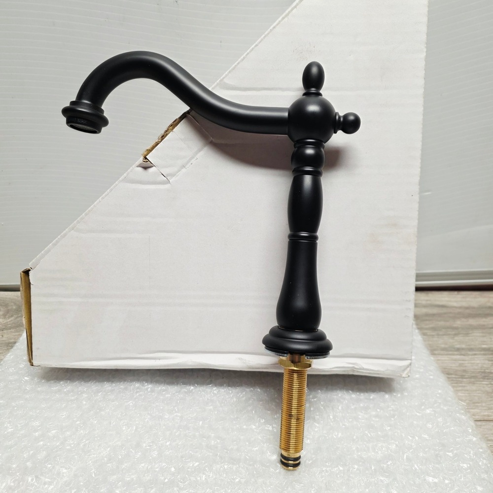 Kingston Brass Matte Black Gooseneck Faucet Spout 1.2 GPM Traditional Vintage